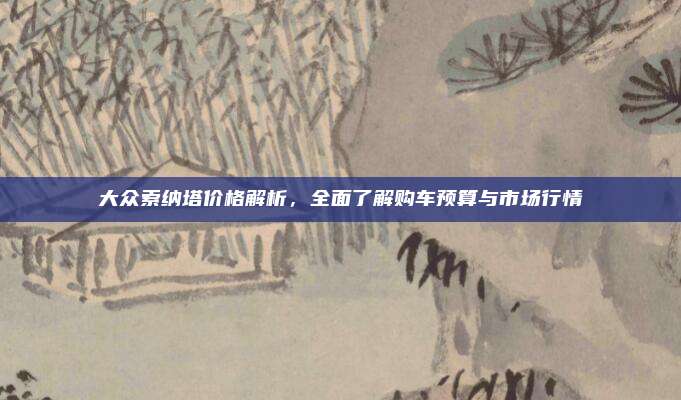 大众索纳塔价格解析,全面了解购车预算与市场行情
