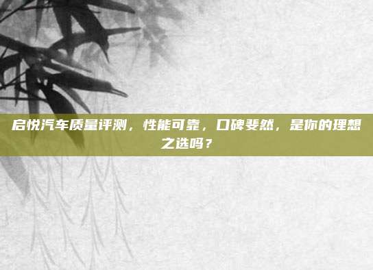 启悦汽车质量评测,性能可靠,口碑斐然,是你的理想之选吗?