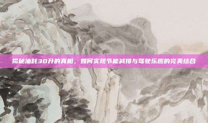 揭秘油耗30升的真相,如何实现节能减排与驾驶乐趣的完美结合