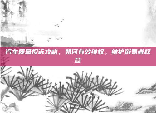 汽车质量投诉攻略，如何有效维权，维护消费者权益