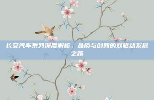 长安汽车系列深度解析,品质与创新的双驱动发展之路