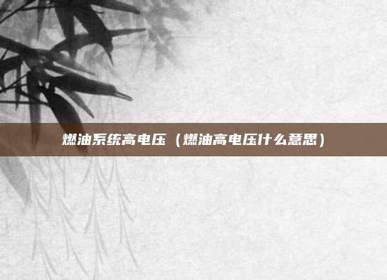 燃油系统高电压（燃油高电压什么意思）