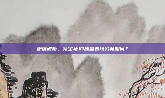 深度解析，新宝马X1质量表现究竟如何？