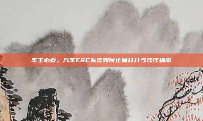 车主必看,汽车ESC系统如何正确打开与操作指南