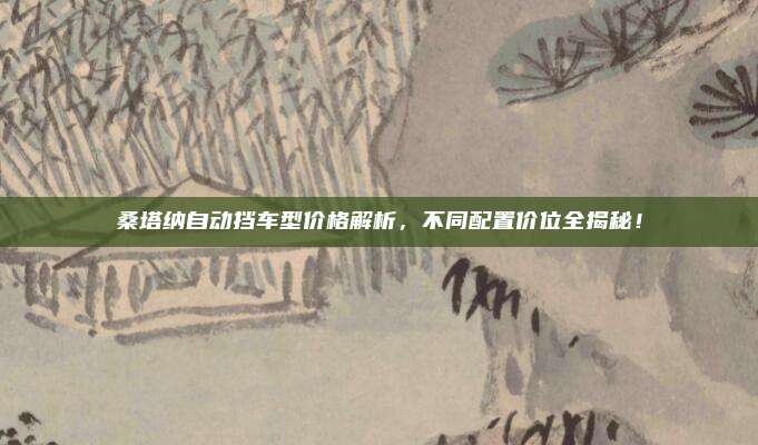 桑塔纳自动挡车型价格解析,不同配置价位全揭秘!