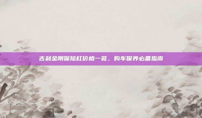 吉利金刚保险杠价格一览,购车保养必备指南