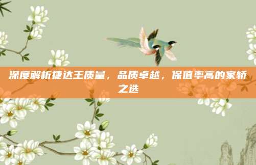 深度解析捷达王质量,品质卓越,保值率高的家轿之选