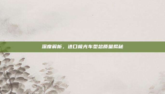 深度解析,进口极光车型总质量揭秘