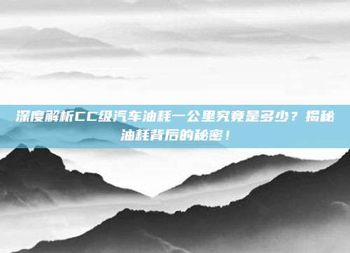 深度解析CC级汽车油耗一公里究竟是多少?揭秘油耗背后的秘密!