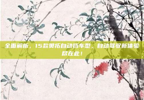 全面解析,15款奥拓自动挡车型,自动驾驭新体验尽在此!