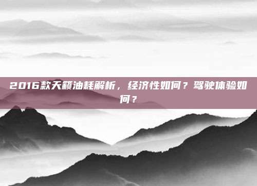 2016款天籁油耗解析,经济性如何?驾驶体验如何?