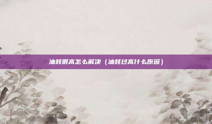 油耗很高怎么解决(油耗过高什么原因)