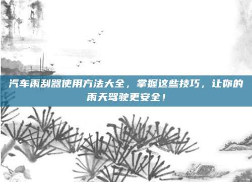 汽车雨刮器使用方法大全,掌握这些技巧,让你的雨天驾驶更安全!