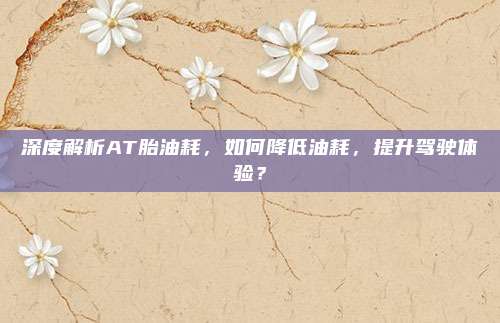 深度解析AT胎油耗,如何降低油耗,提升驾驶体验?