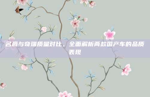 名爵与奇瑞质量对比,全面解析两款国产车的品质表现