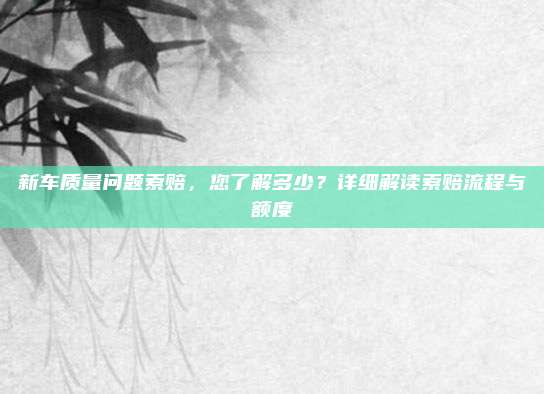 新车质量问题索赔,您了解多少?详细解读索赔流程与额度