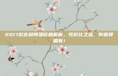 2017款吉利博瑞价格解析,性价比之选,你值得拥有!