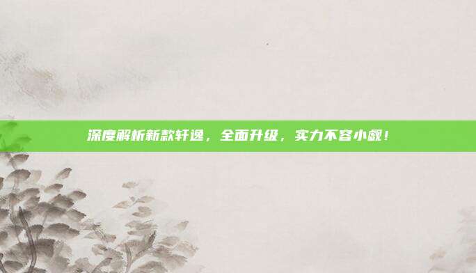 深度解析新款轩逸,全面升级,实力不容小觑!