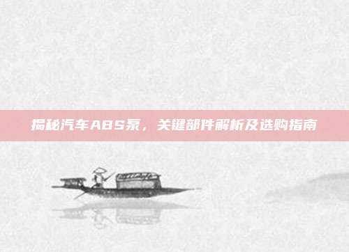 揭秘汽车ABS泵,关键部件解析及选购指南