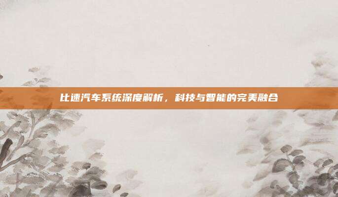 比速汽车系统深度解析，科技与智能的完美融合