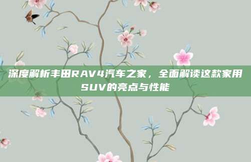 深度解析丰田RAV4汽车之家,全面解读这款家用SUV的亮点与性能