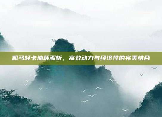 凯马轻卡油耗解析,高效动力与经济性的完美结合