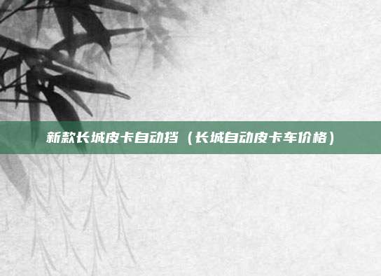 新款长城皮卡自动挡（长城自动皮卡车价格）