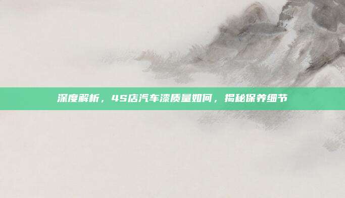 深度解析,4S店汽车漆质量如何,揭秘保养细节