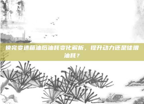 换完变速箱油后油耗变化解析，提升动力还是徒增油耗？