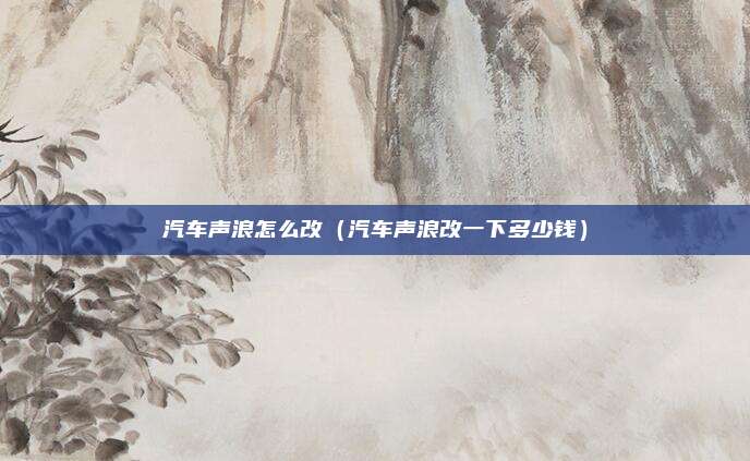 汽车声浪怎么改(汽车声浪改一下多少钱)