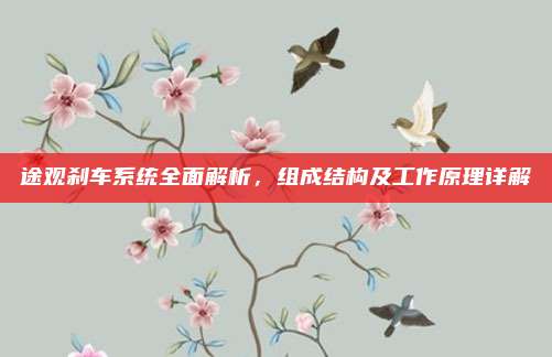 途观刹车系统全面解析,组成结构及工作原理详解