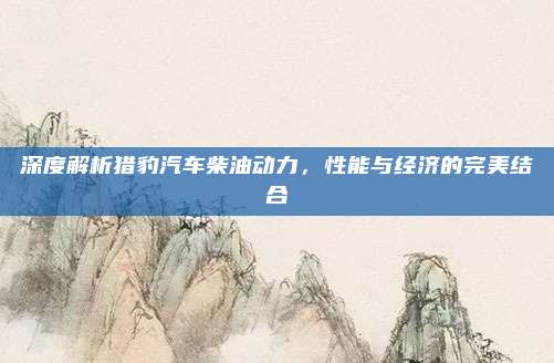 深度解析猎豹汽车柴油动力,性能与经济的完美结合