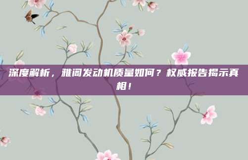 深度解析,雅阁发动机质量如何?权威报告揭示真相!