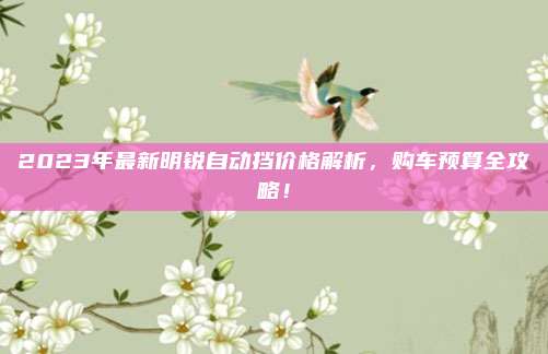 2023年最新明锐自动挡价格解析,购车预算全攻略!
