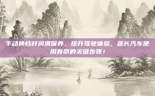 手动换档杆润滑保养,提升驾驶体验,延长汽车使用寿命的关键步骤!