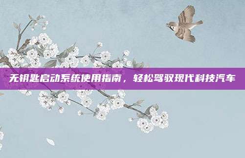 无钥匙启动系统使用指南,轻松驾驭现代科技汽车