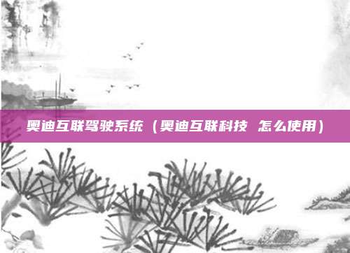 奥迪互联驾驶系统（奥迪互联科技 怎么使用）