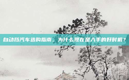 自动挡汽车选购指南,为什么现在是入手的好时机?