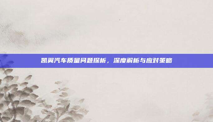 凯翼汽车质量问题探析,深度解析与应对策略
