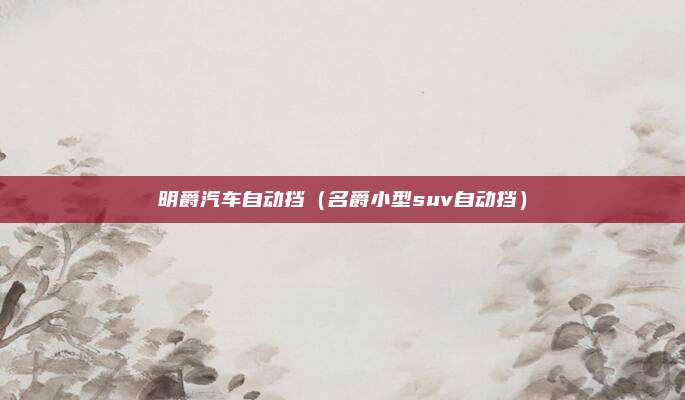 明爵汽车自动挡（名爵小型suv自动挡）