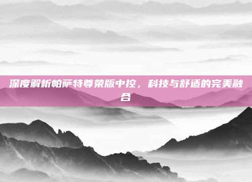 深度解析帕萨特尊荣版中控,科技与舒适的完美融合