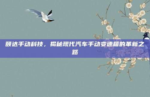 颐达手动科技,揭秘现代汽车手动变速箱的革新之路