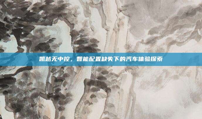 凯越无中控,智能配置缺失下的汽车体验探索