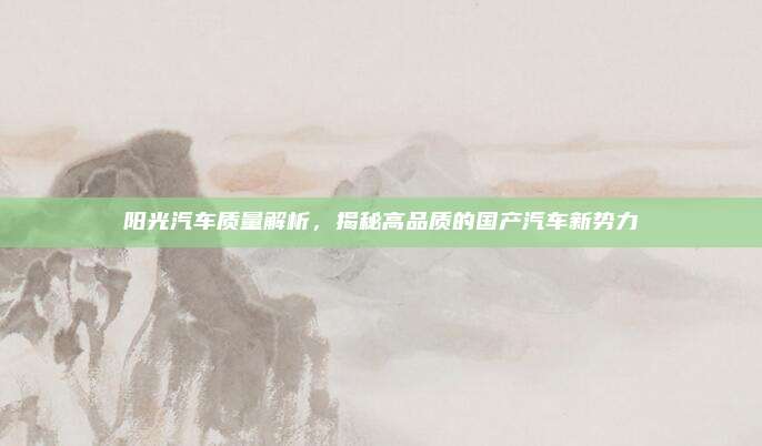 阳光汽车质量解析,揭秘高品质的国产汽车新势力
