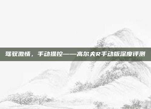 驾驭激情,手动操控——高尔夫R手动版深度评测