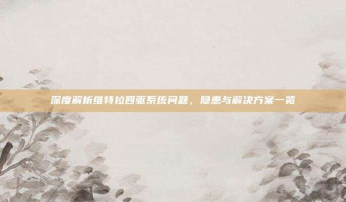 深度解析维特拉四驱系统问题,隐患与解决方案一览