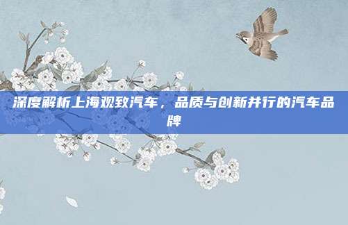深度解析上海观致汽车,品质与创新并行的汽车品牌