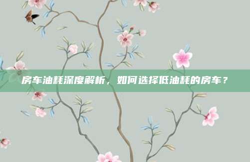 房车油耗深度解析,如何选择低油耗的房车?