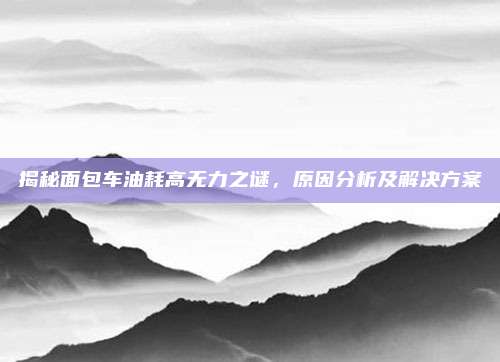 揭秘面包车油耗高无力之谜,原因分析及解决方案