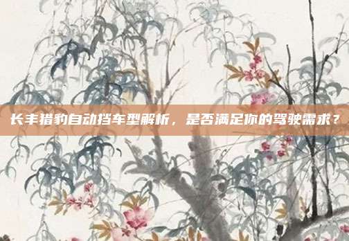 长丰猎豹自动挡车型解析,是否满足你的驾驶需求?
